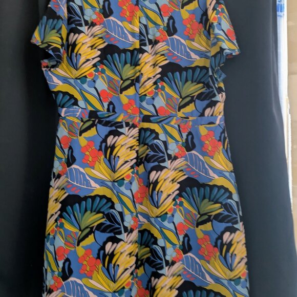 J.Crew Mercantile Women’s Blue Floral V Neck Wrap Front Mini Dress Size 16 - Picture 7 of 9